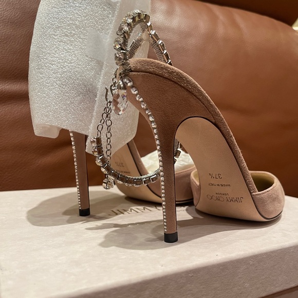 Jimmy Choo Pink Saeda heels. Suede, 100 mm. Never worn before. Size 37.5 - Picture 2 of 4